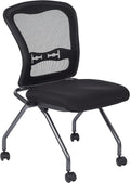 Coal Seat Armless Folding Chair with Casters, 2-Pack E782