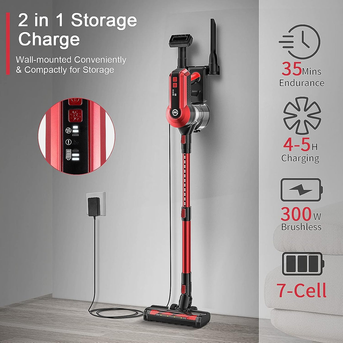 Cordless Stick Vacuum Cleaner 23Kpa 300W T53738