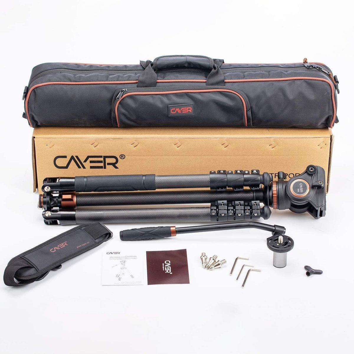 Carbon Fiber 4-Section Video Tripod with Fluid Drag Head E2892