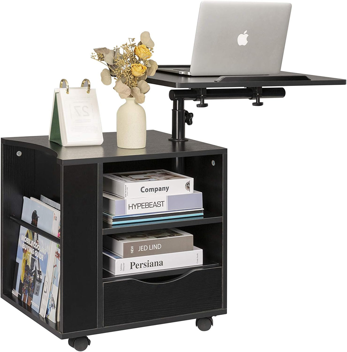 Black Wooden Nightstand with Drawers U7125