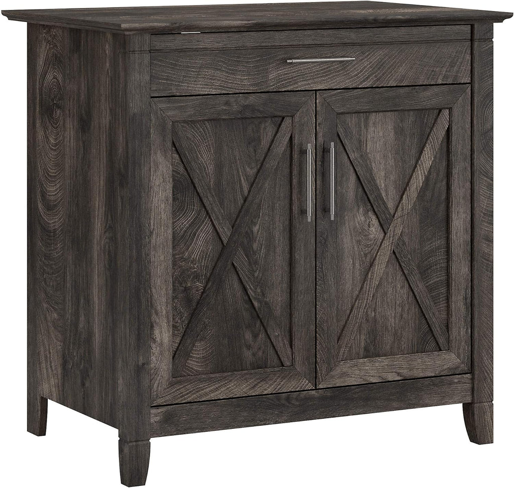 Cape Cod Gray Secretary Desk with Keyboard Tray and Storage Cabinet F9153