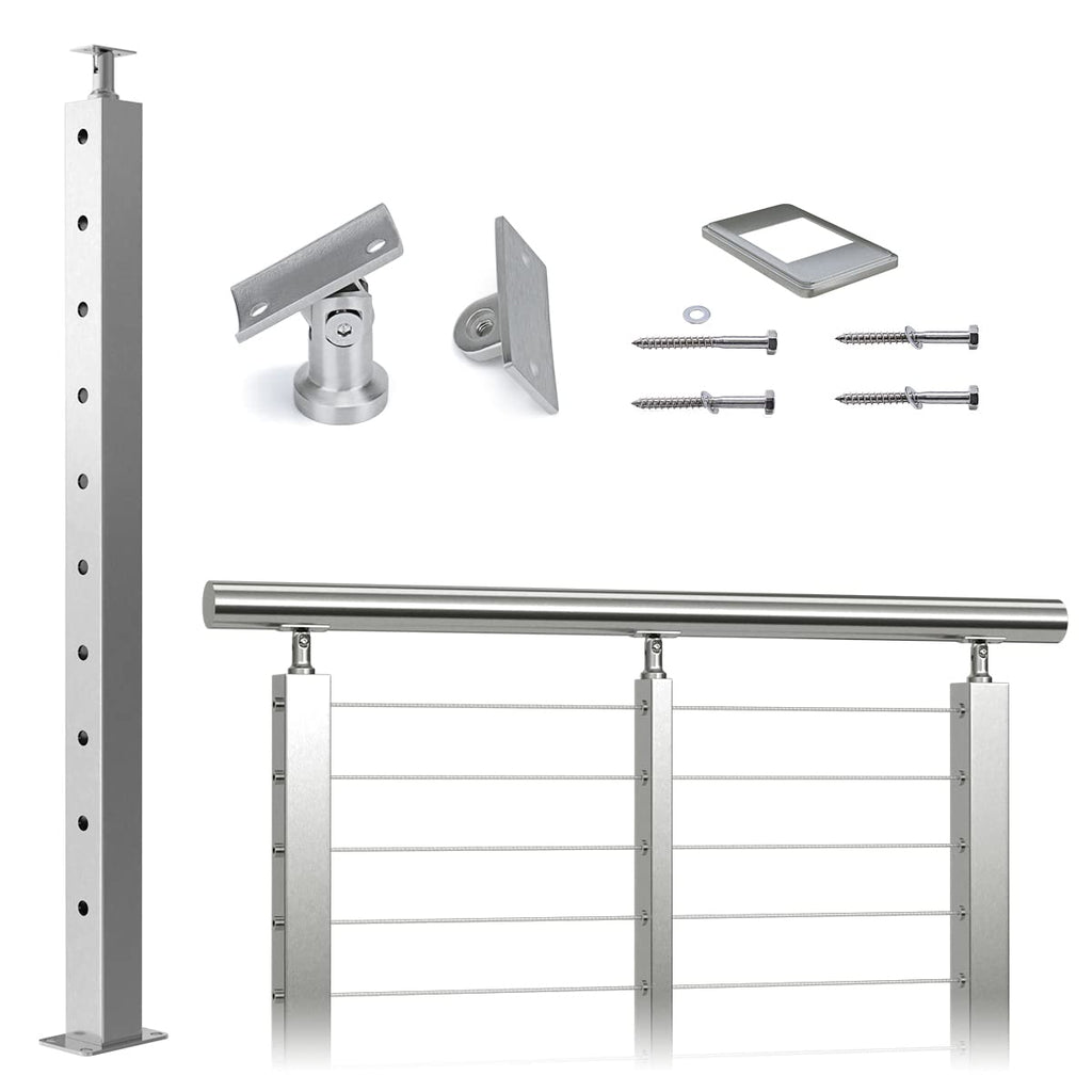 Cable Railing Corner Post 36x2x2 Surface Mount E53538