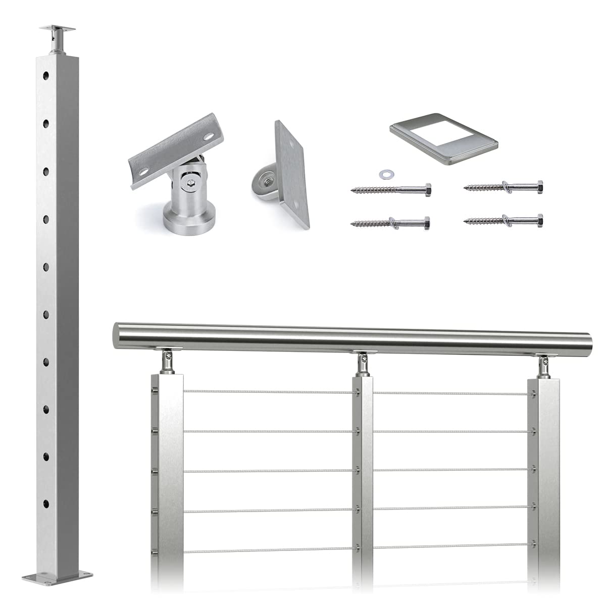 Cable Railing Corner Post 36x2x2 Surface Mount E53538