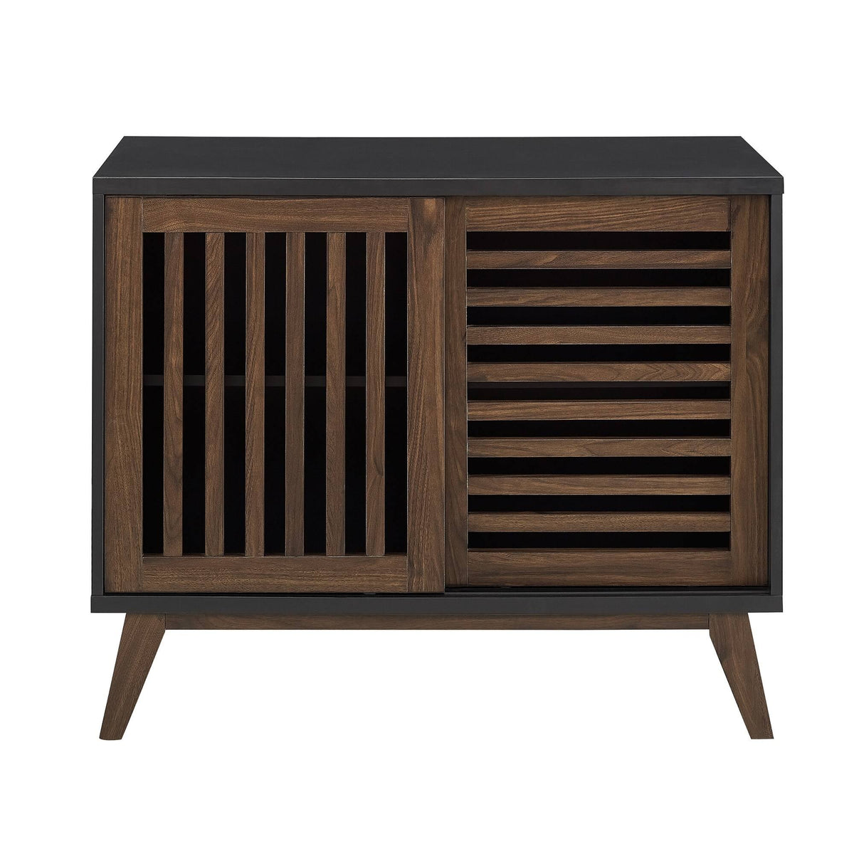 36x22 Two Shelf Laminate and Metal Accent Cabinet White with Rustic Oak B35667