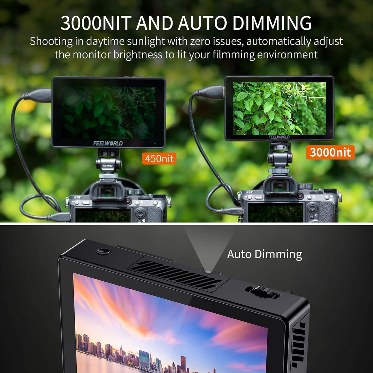 5.5 Inch 3000nits DSLR Camera Field Monitor Touchscreen 4K HDMI IPS W7612