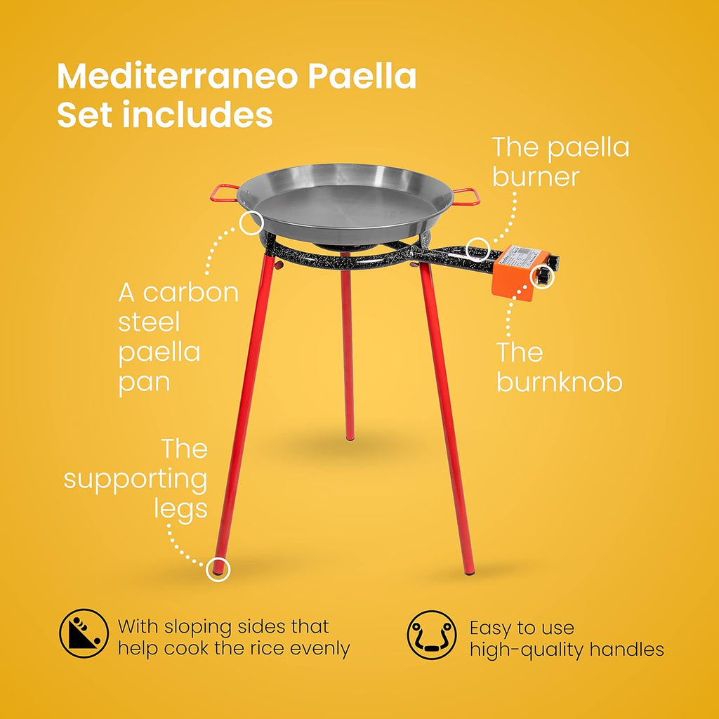16 Inch Carbon Steel Paella Pan Set with Burner Q42020