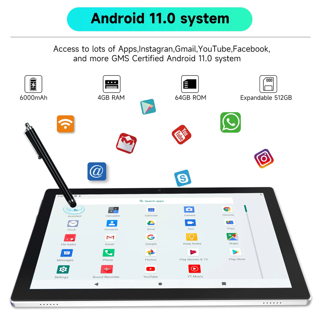 10 inch Android Tablet with Keyboard Case O7338