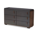 Gray and Walnut 6-Drawer Wood Dresser P4516