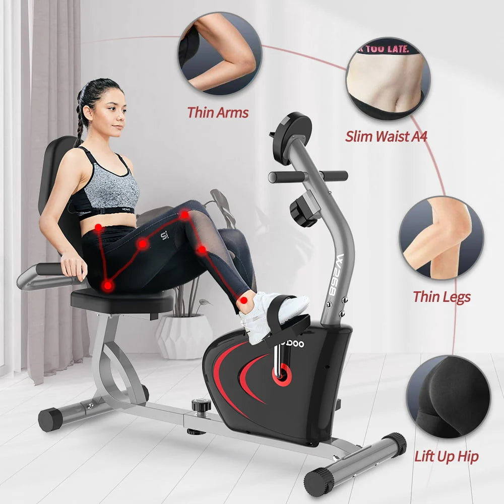 Recumbent Exercise Bike 8 Level Adjustable Magnetic Resistance N736241