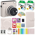Chalk White Instant Camera with Carrying Case and 40 Sheets Film O4876