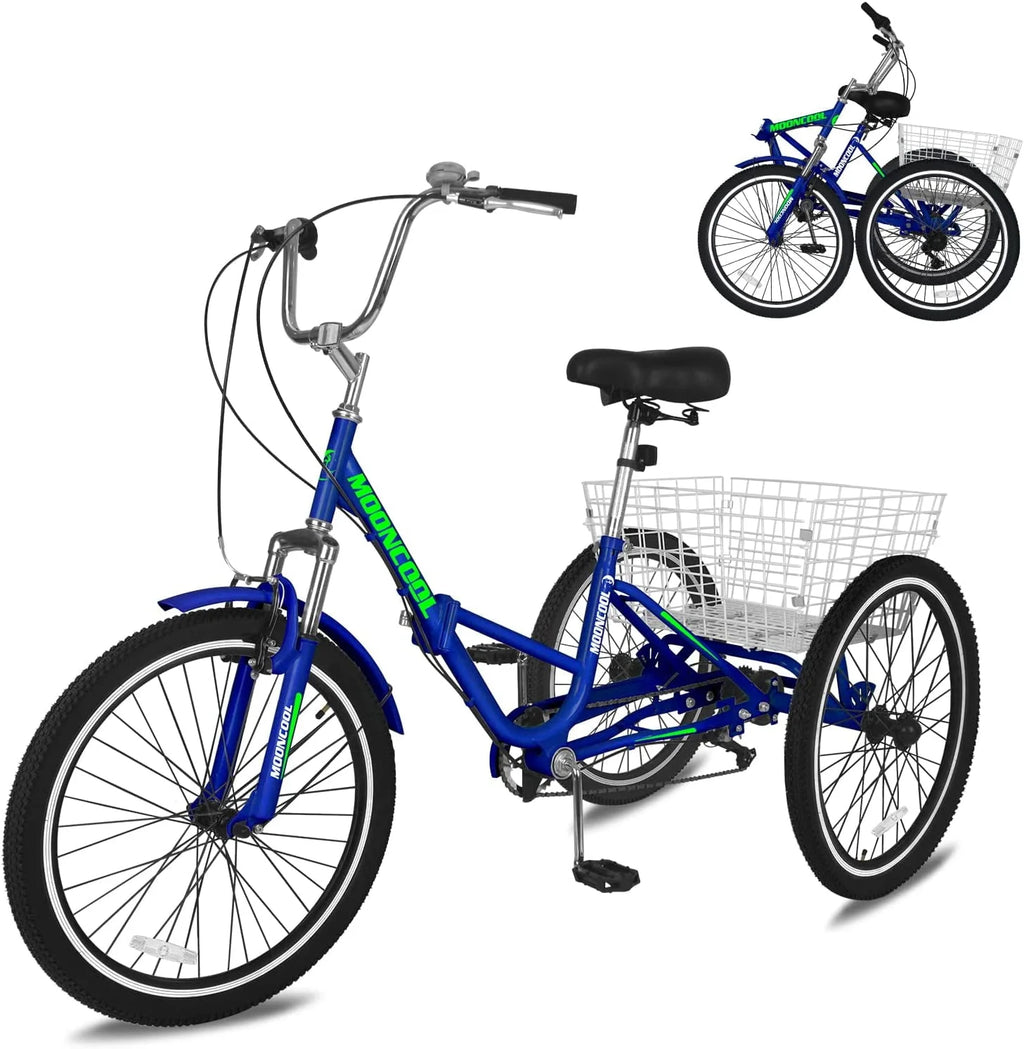 7 Speed Folding Adult Tricycle with Basket L7074