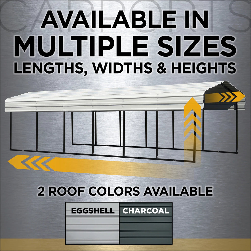 20 ft. x 29 ft. x 9 ft. Charcoal Carport V884135