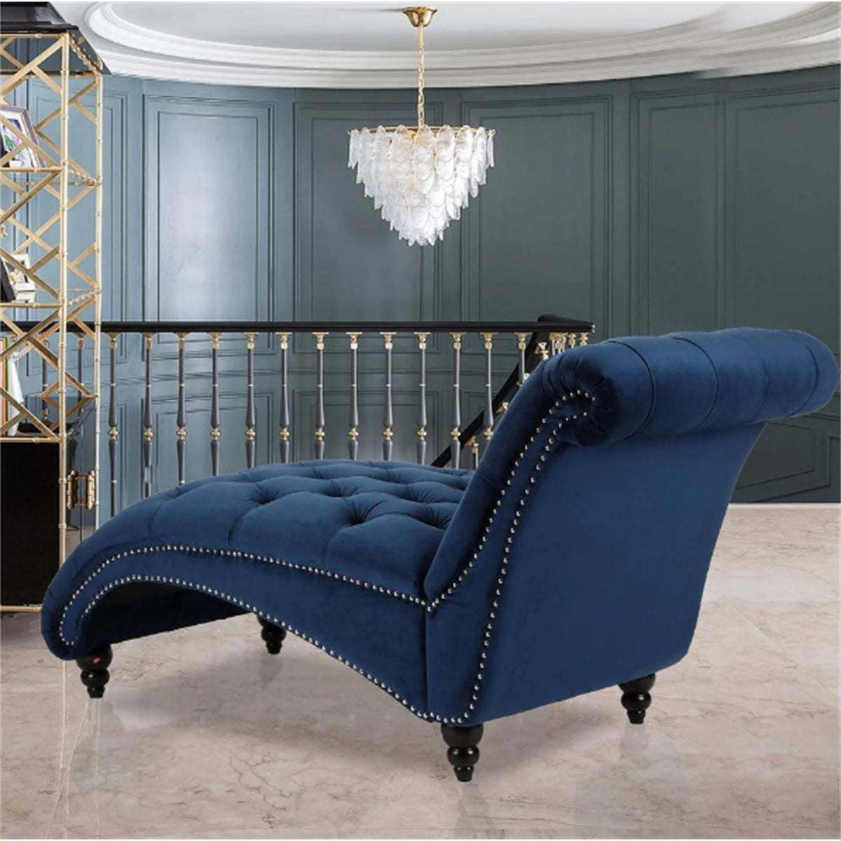 Blue Velvet Chaise Lounge D1243