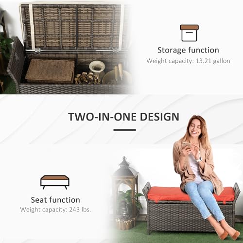 29 Gallon Wicker Storage Bench with Cushion S7873