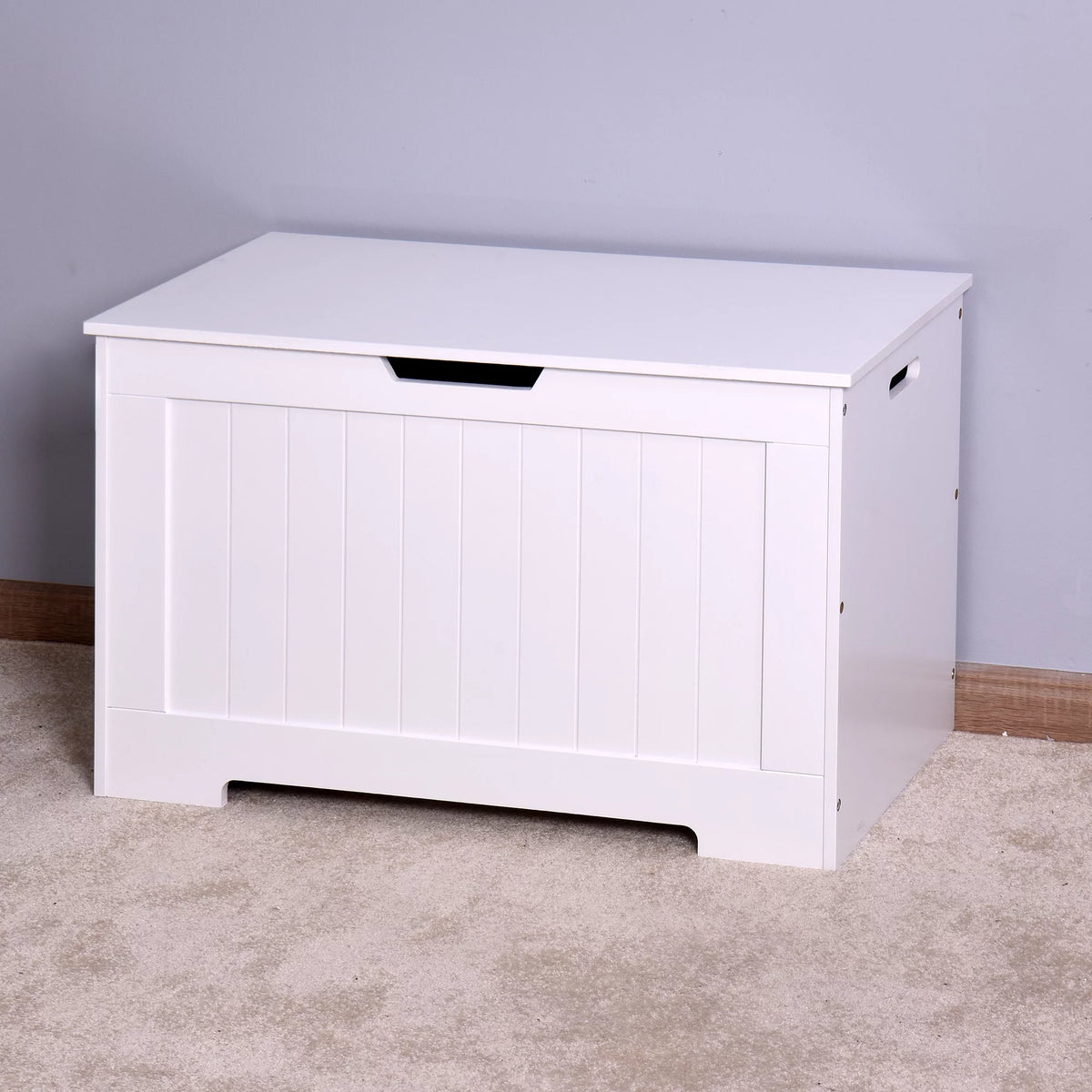 White Lift Top Storage Bench with Safety Hinge B508