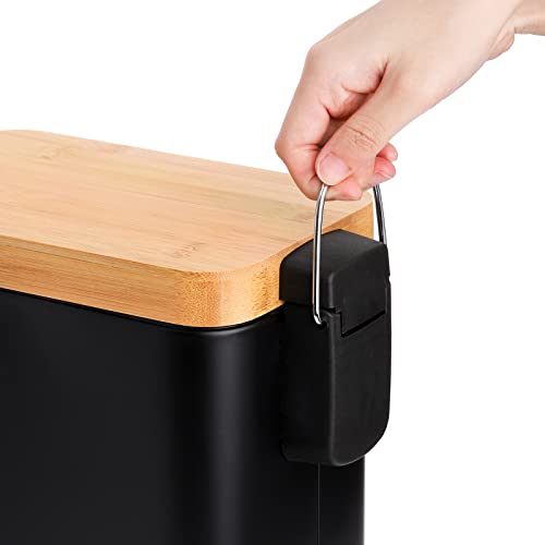 1.3 Gallon Black Step Trash Can with Soft Close Lid Y53391