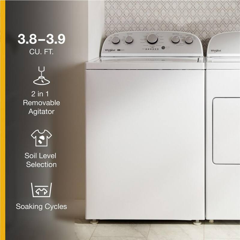 3.8 - 3.9 cu.ft. Top Load Washer in White with Removable Agitator J7435