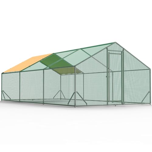 Large Metal Chicken Coop Run with Waterproof Cover L4176