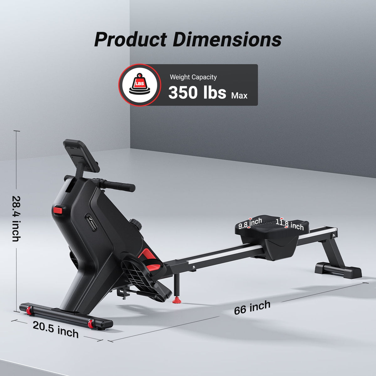Magnetic Rowing Machine Quiet 16 Levels of Resistance Bluetooth Black Rower D46395