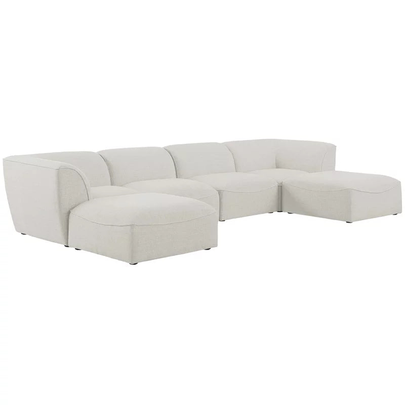 Cream Linen Textured Modular Sectional C867