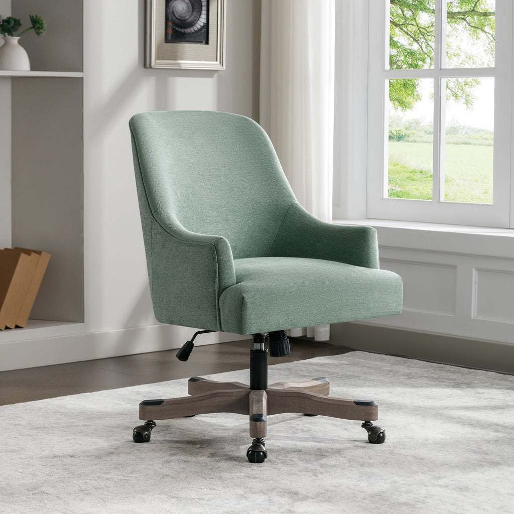Mint Fabric Office Chair with Wood Base J5634