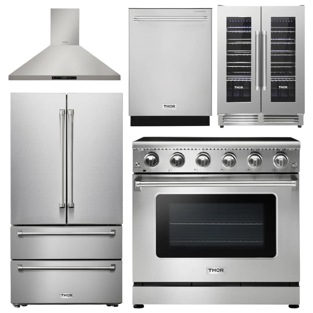 36 Electric Range, Range Hood, Refrigerator, Dishwasher, Wine Cooler A1060