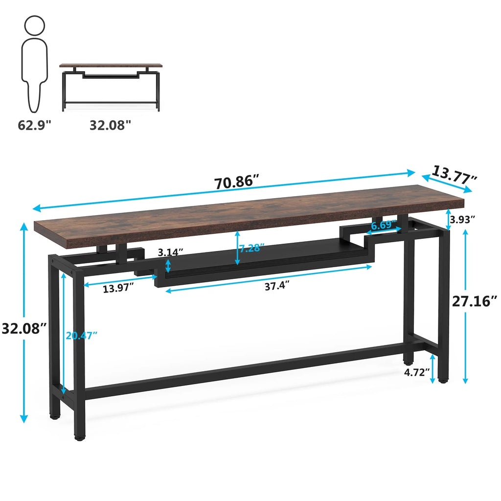 Brown Black 70.86 Inches Extra Long Console Entryway Table M281