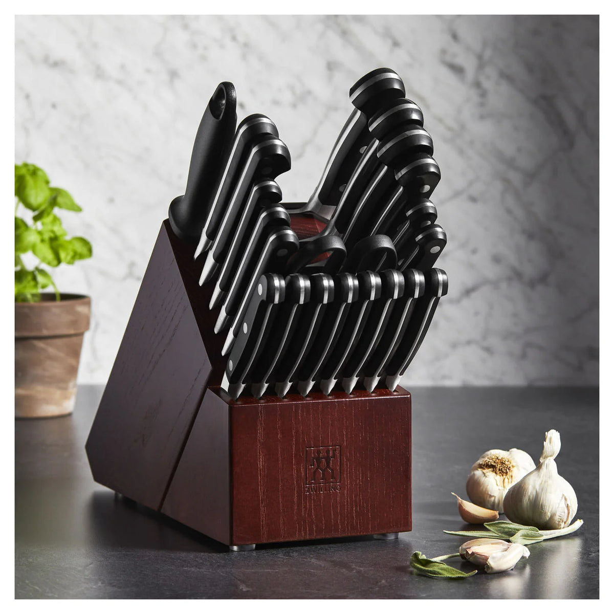 22 Pc Knife Block Set with 8 Forged Steak Knives O1662