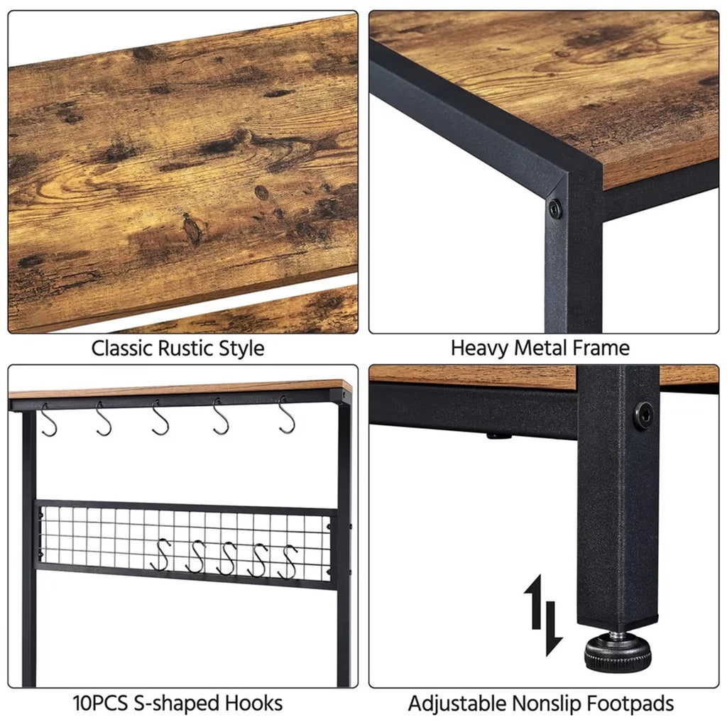 Baker's Rack Kitchen Island with Hooks Microwave Stand Y302706