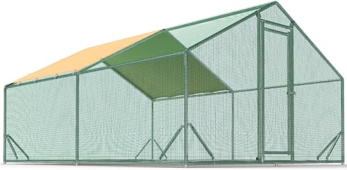 Large Metal Chicken Coop Run with Waterproof Cover L4176