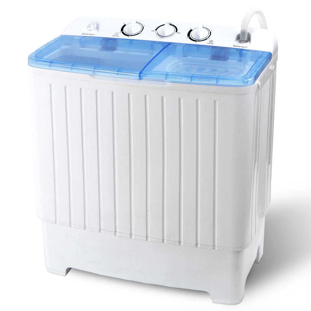 17.6lbs 2 in1 Portable Mini Washing Machine Top-Load Compact Laundry Twin Tub Washer Spin Dryer, White W339508