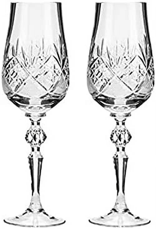 Hand Made Vintage Crystal Champagne Flute Glasses Set Of 2 E44620