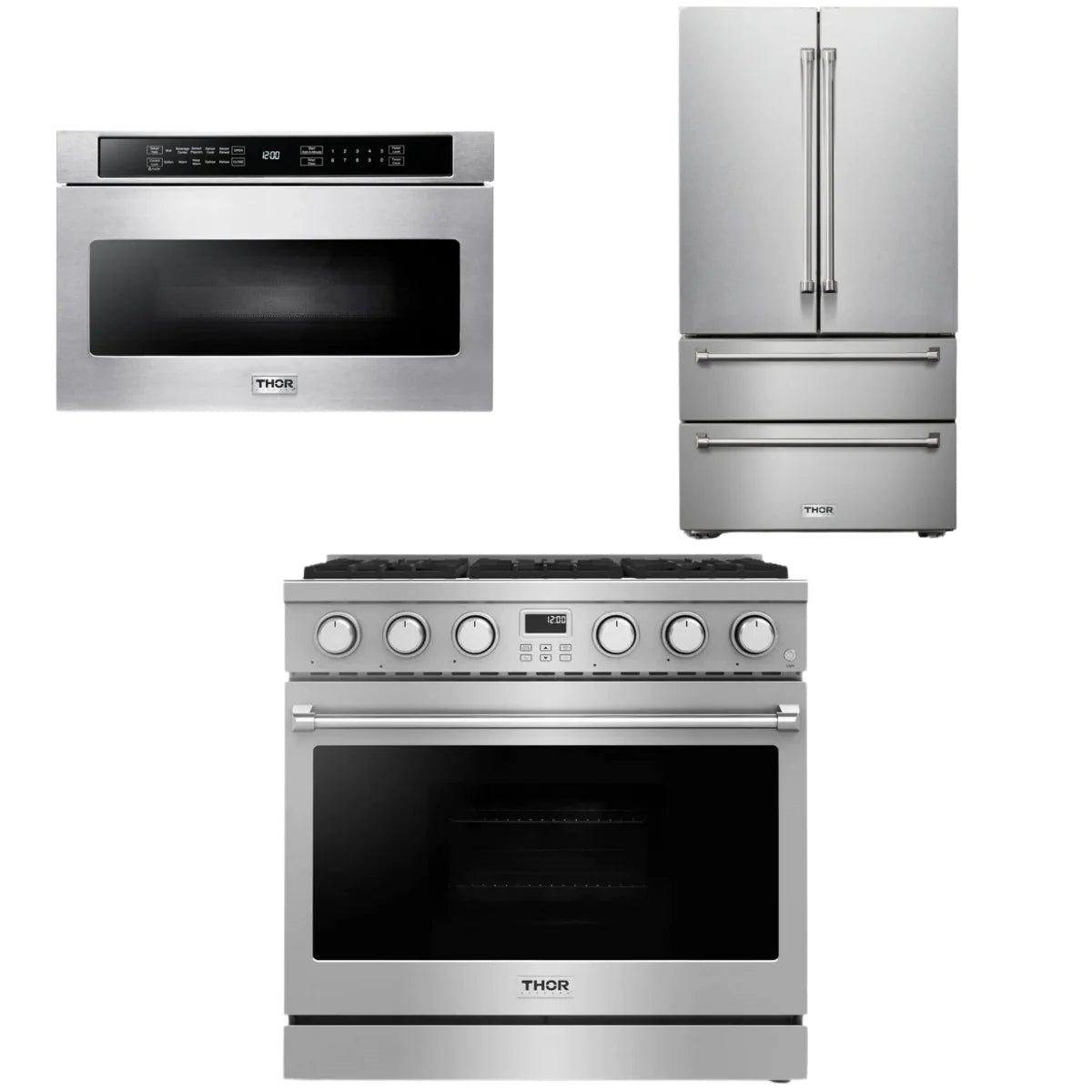 Gas Range, Refrigerator and Microwave Y191
