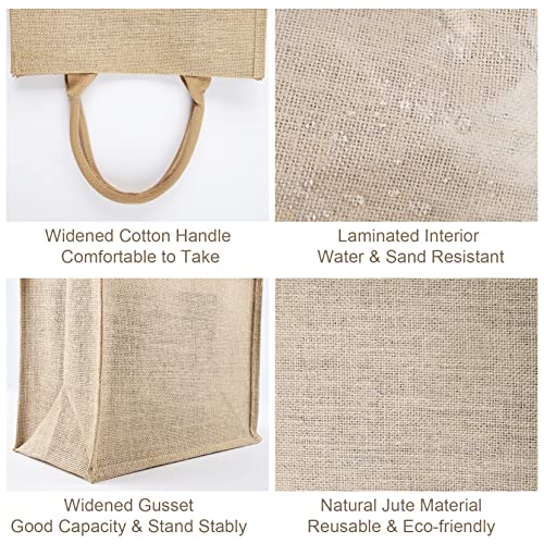 8 Pcs Burlap Tote Bags with Ribbon Z4812