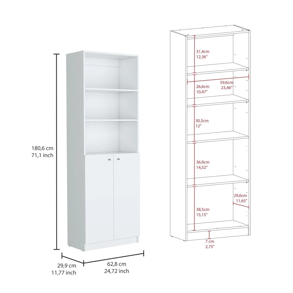 White 2 Piece Living Room Set with 2 Bookcases K301376
