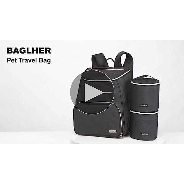 Airline Approved Dog Travel Backpack with 2 Silicone Collapsible Bowls and 2 Food Baskets T496