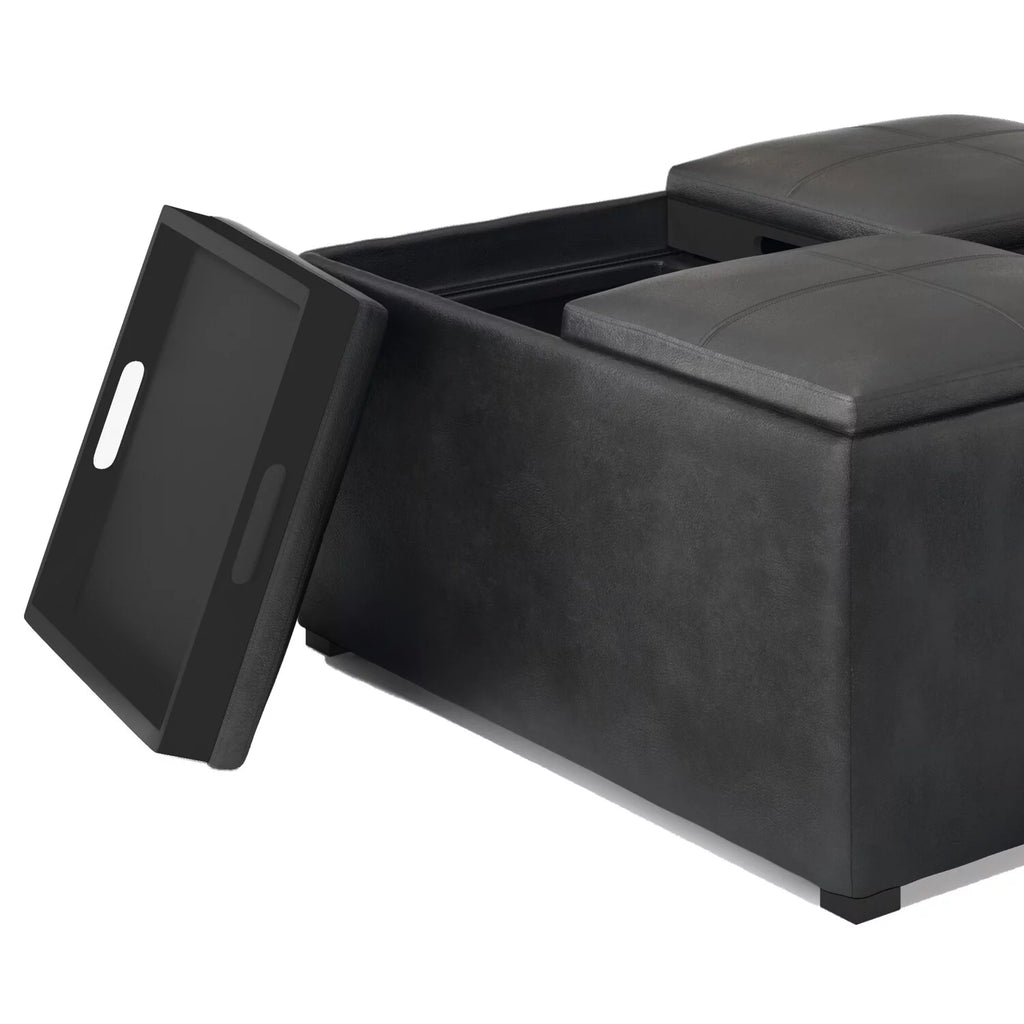 35 inch Square Storage Ottoman Faux Leather G554298