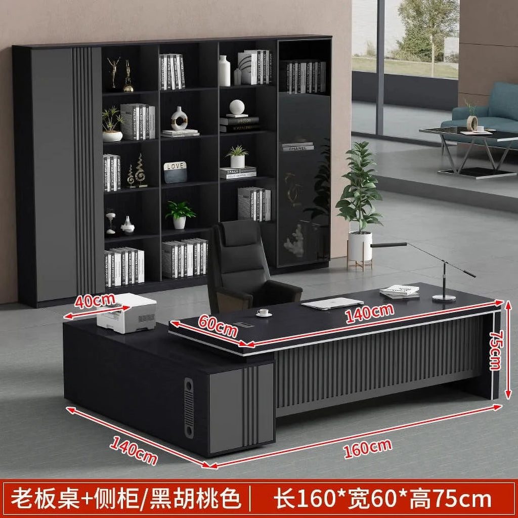 L Shaped Dark Wood Office Desk P7837
