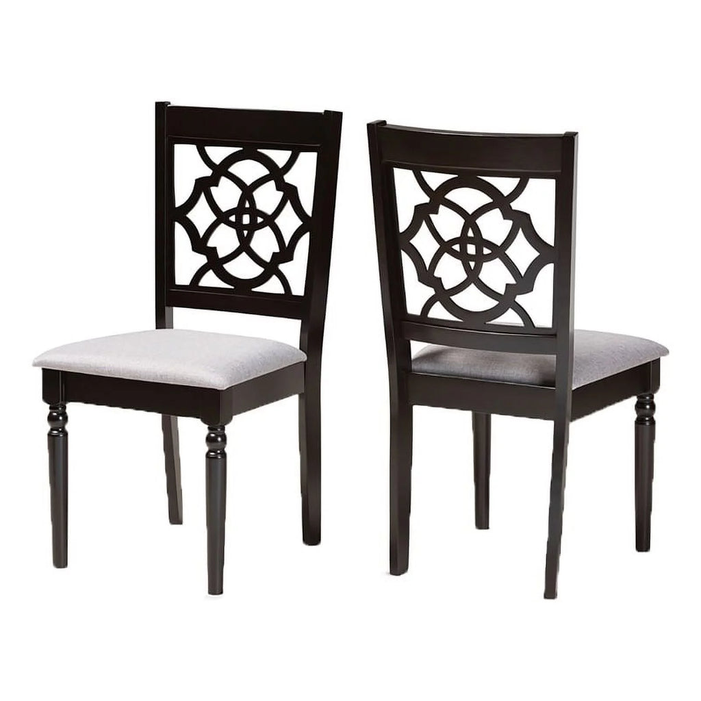 Dark Brown Oak Wood Dining Chair Set of 2 H978839