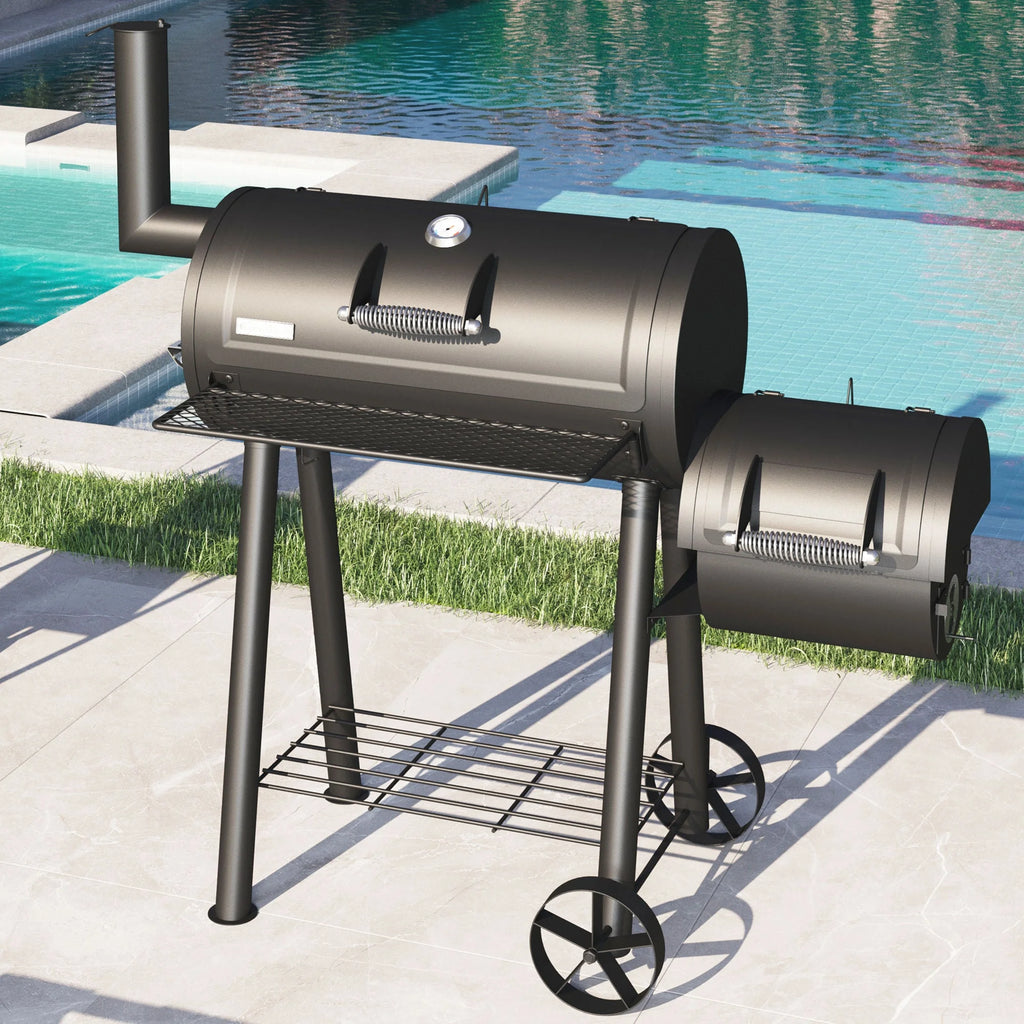 Portable Charcoal Grill with Offset Smoker M640619