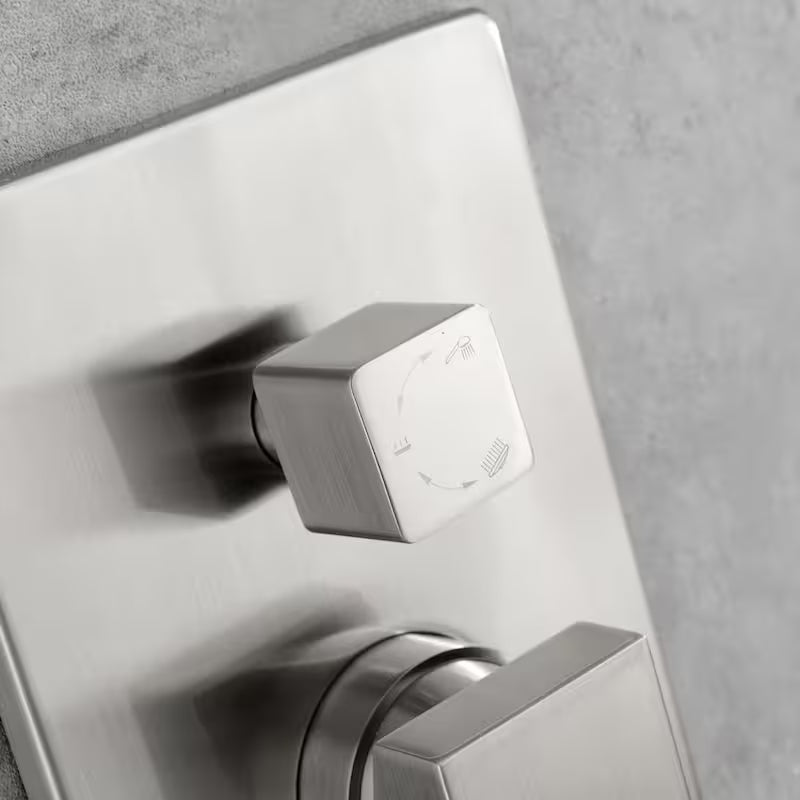 1-Handle 3-Spray Wall Mount Shower Faucet with 9 in. Rainfall Shower Head in Brushed Nickel B1046