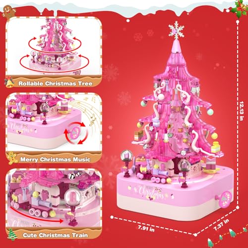 Christmas Tree Building Block Toy Set with Rotating Music Box F655982
