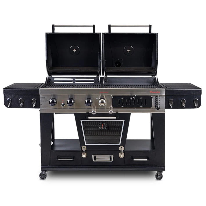 Gas and Charcoal Combo Grill with Electric Smoker F44844