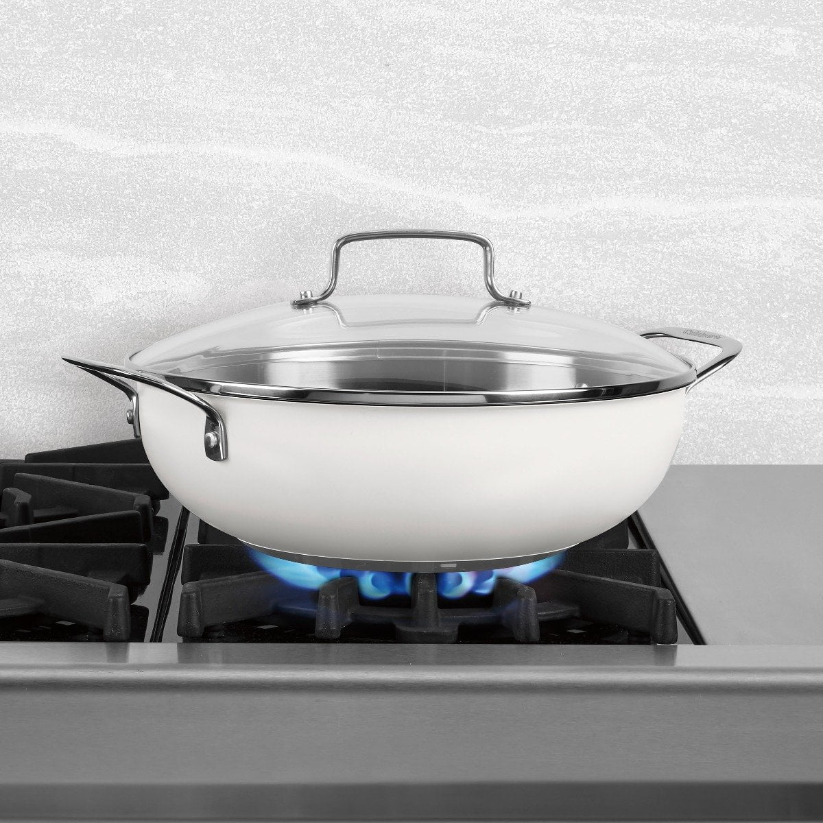 Matte White Stainless Steel All Purpose Pan with Cover G717107