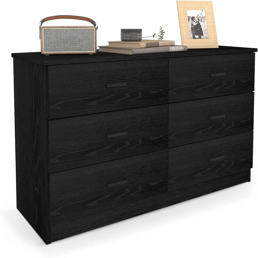 Black 6 Drawer Wood Dresser Z90622