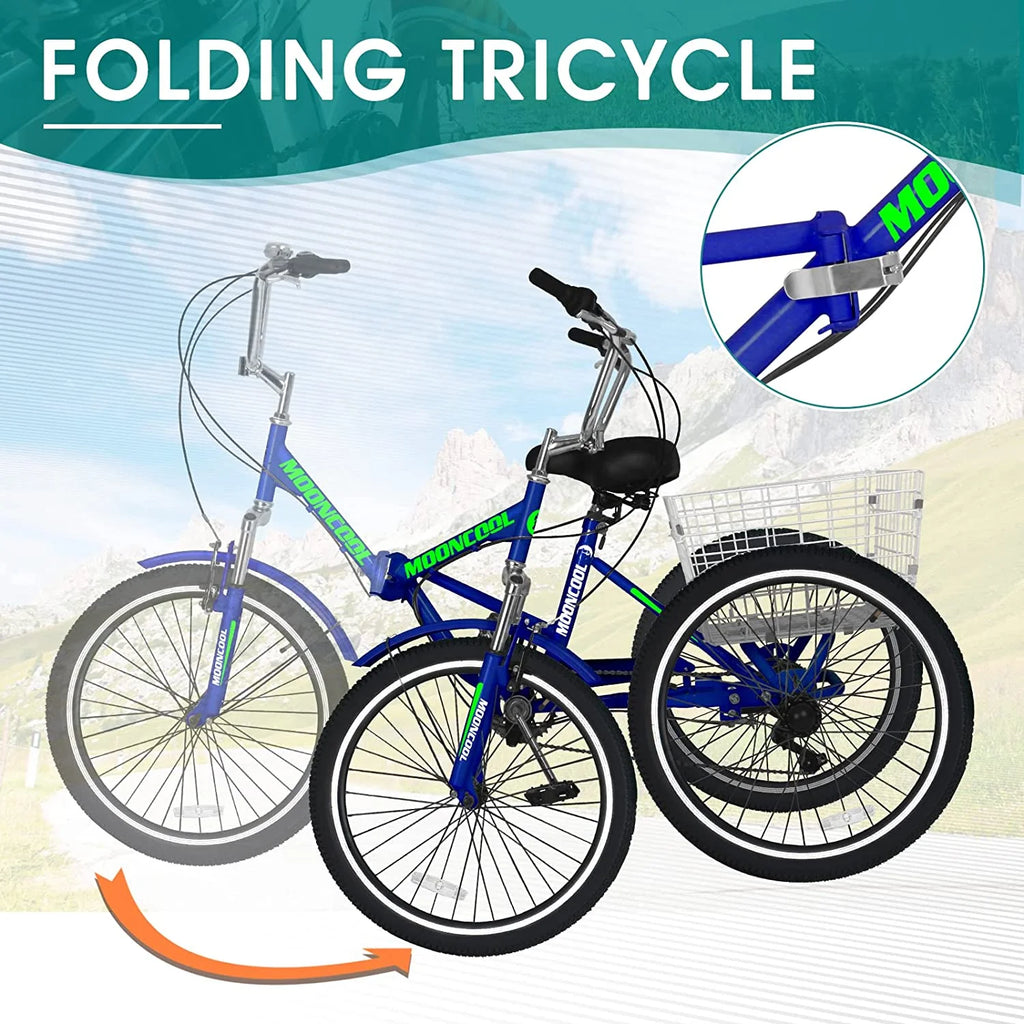 7 Speed Folding Adult Tricycle with Basket L7074