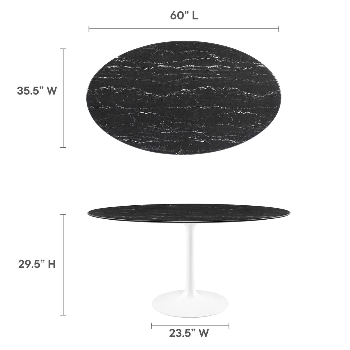60" Oval Artificial Marble Dining Table J500865