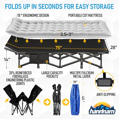 Folding Camping Cot 1200D Oxford J777
