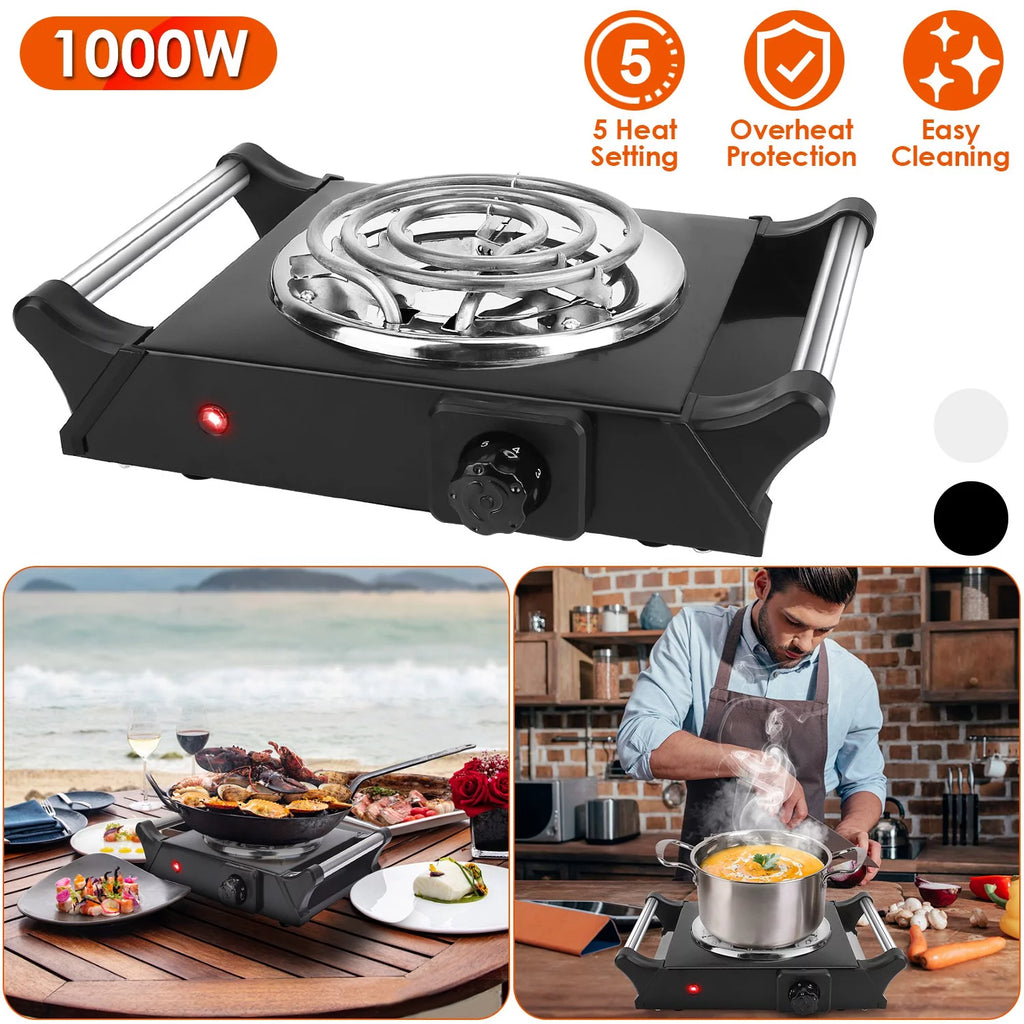 1000W Portable Coil Hot Plate with 5 Temperature Adjustments L4531