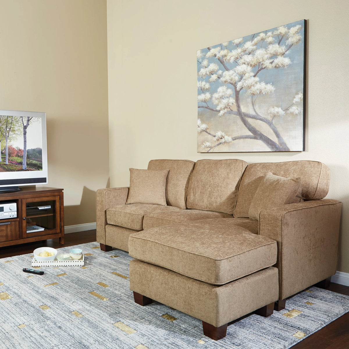 Reversible Chaise Sectional Sofa Taupe Q440325